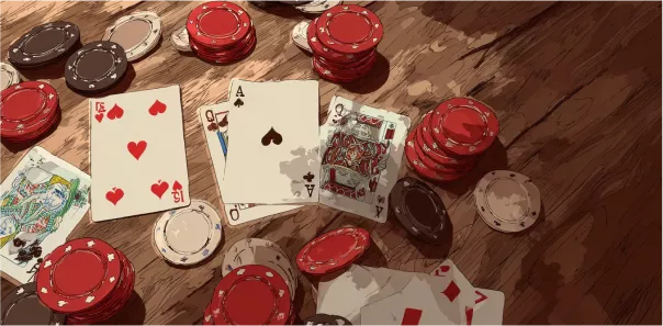 Une main gagnante de poker avec les jetons Wildsino